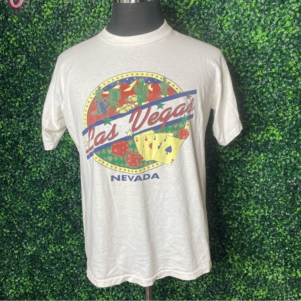 Vintage 90s Las Vegas Nevada Poker Table Graphic T-shirt Sz L